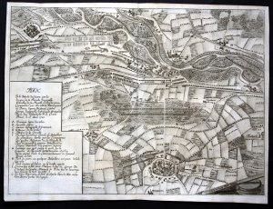 "Plan de la Bataille de Casane par les troupes de Sa Maieste Imperialle ... le 16. Aoul 1705" - Cassano d'Adda / Lombardia incisione battaglia carta acquaforte […]