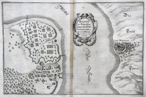 "Grundriß des Dähnischen Lägers bey Mittel-Varsundt welches von den Schwedischen Erobert A° 1644" - Middelfart Fünen Sund Danmark Karte map Plan