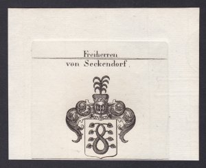 antiquarisches Buch – Original-Kupferstich – "Freiherren von Seckendorf" - Seckendorff Seckendorf Franken Wappen Adel coat of arms heraldry Heraldik