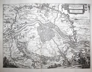 "Obsidio Mosae-traiecti. Belagerung Mastrich" - Maastricht Niederlande Nederland Holland Belagerung siege Schlacht battle Karte map Plan