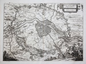 "Obsidio Mosae-traiecti. Belagerung Mastrich" - Maastricht Niederlande Nederland Holland Belagerung siege Schlacht battle Karte map Plan