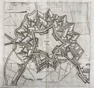 "Grundriß der Citadelle von Lille mit der Attaque Anno 1708" - Lille Citadelle bataille gravure Plan