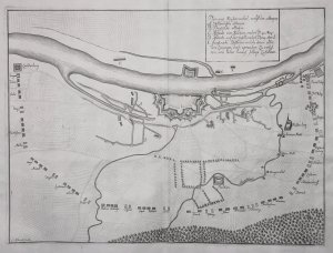 "Plan von Keyserswehrt, nebst der attaque" - Kaiserswerth Düsseldorf Karte Plan Rhein map