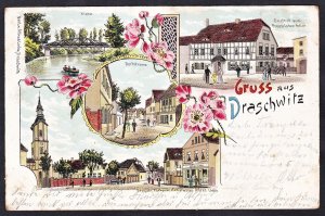 gebrauchtes Buch – "Gruss aus Draschwitz" - Elsteraue Gasthof zum Preussischen Adler Dorfstrasse Kirche Ansichtskarte Postkarte AK postcard gebrauchtes Buch – "Gruss aus Draschwitz" - Elsteraue Gasthof zum Preussischen Adler Dorfstrasse Kirche Ansichtskarte Postkarte AK postcard