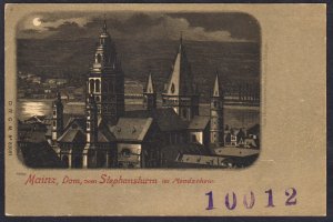 gebrauchtes Buch – "Mainz, Dom, vom Stephansturm im Mondschein" - Mondschein / AK Ansichtskarte postcard