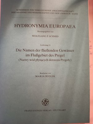 Die Namen der fliessenden Gewässer im Flussgebiet des Pregel