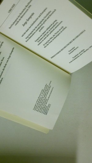 gebrauchtes Buch – Semprun, Jorge; Börsenverein d – JORGE SEMPRUN. Friedenspreis des deutschen Buchhandels 1994. Ansprachen aus Anlass der Verleihung