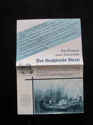 antiquarisches Buch – Verlagsprospekt-Verlagswerbung-Werbebroschüre-Neuerscheinung-Bücherzettel – 1 Blatt: Fritz Steubens neues Indianerbuch "Der strahlende Stern" Rückseite: Fritz Steubens Indianerbücher.