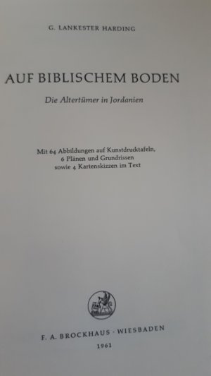 antiquarisches Buch – G. Lankester Harding – Auf biblischem Boden (Die Altertümer in Jordanien)