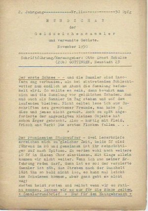 Konvolut mit 3 Heften. Rundschau der Geldzeichensammler und verwandte Gebiete (un Sammlungen besonderer Art). Jahrgang 2, Nr. 9 und 11, September und […]