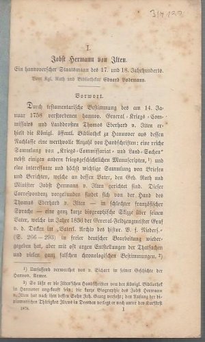 Jobst Hermann von Ilten. Ein hannoverscher Staatsmann des 17. und 18. Jahrhunderts.