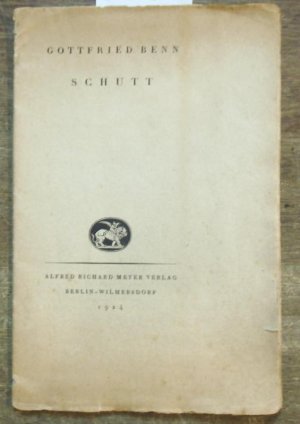 Schutt. Enthält die Gedichte Spuk, Rot, Schwer, Die Dänin, Ach du zerrinnender, Chaos, Nacht und Die Welten halten. (= Lyrische Flugblätter 105).