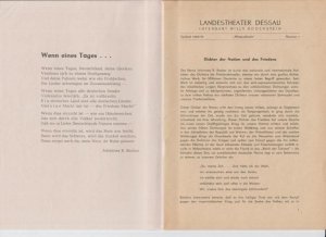 Landestheater Dessau. Heft 1 der Spielzeit 1954 / 1955. - Mit Besetzungsliste zu: Winterschlacht ( Schlacht um Moskau ). - Eine deutsche Tragödie von […]