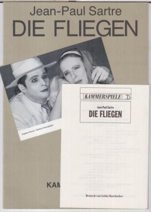 Programmzettel zu: Die Fliegen. - Kammerspiele, Premiere am 24. Januar 1987. - Regie: Friedo Solter, . Musik: Reiner Bredemeyer. - Bühnenbild und Kostüme […]