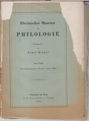 Rheinisches Museum für Philologie. Neue Folge, zweiundneunzigster ( 92. ) Band, 4. Heft. - Aus dem Inhalt: Hans Herter - Platons Dionepigramm / E. Bickel […]