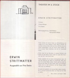 Programmzettel zu: Erwin Strittmatter (Lesung, 1967). - mit Begleittexten von Bertolt Brecht und Alex Wedding. -