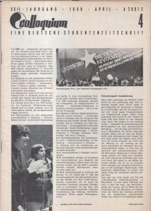 Colloquium. 22. Jahrgang 1968, Heft 4, April. - Eine deutsche Studentenzeitschrift. - Aus dem Inhalt: Prag liegt näher / Hessen: Reförmchen / Helmut Fleischer […]