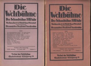 Die Weltbühne: 18. Jahrgang 1922, Konvolut mit 3 Heften. - es liegen folgende Nummern vor: 2, 3 und 20 12. und 19. Januar, 18. Mai. - Wochenschrift für […]