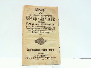Bericht der an etlichen Orten eingerissenen Vieh-Seuche betreffend sambt unterschiedlichen Recepten für dieselbe, ...
