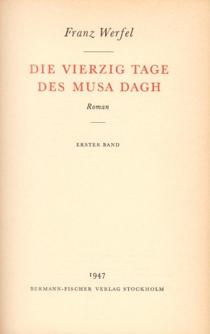 Die vierzig Tage des Musa Dagh. Roman. 2 Bde.