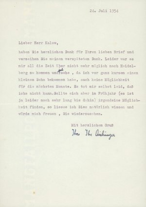 Eigenh. Briefkarte mit U. in blauer Tinte, dat. 20.1.[19]78. Mit eigenh. Umschlag.