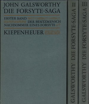 Die Forsyte-Saga. (Aus d. Engl. übertr. von Jutta Schlösser. 1.-22. Tsd.). 3 Bde. (= komplett).