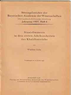 Staatsfinanzen in den ersten Jahrhunderten des Khalifenreichs : Vortr., geh. am 9. Jan 1937