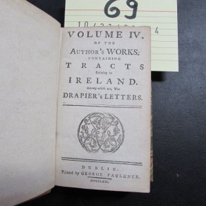 antiquarisches Buch – Volume IV of the Author´s Works - Containing Tracts relating to Ireland / A Letter from a member of the House of Commons in Ireland to a Member of the House of Commons in England