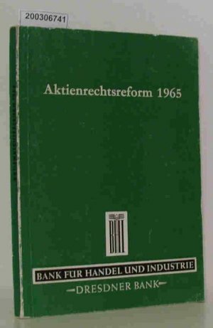 antiquarisches Buch – Dr. Karl Heinz Lehmann – Aktienrechtsreform 1965