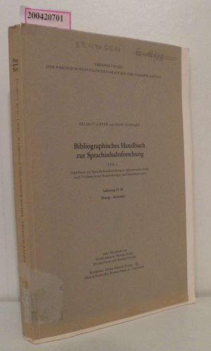 Bibliographisches Handbuch zur Sprachinhaltsforschung Teil I Lieferung 27/28