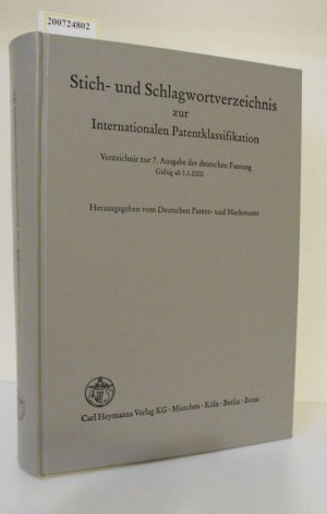 Internationale Patentklassifikation. Gültig ab 1.1.2000/Stich- und Schlagwörterverzeichnis