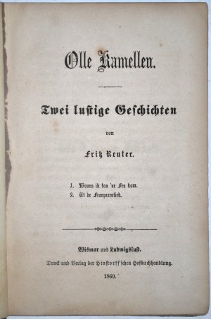 Olle Kamellen. Twei lustige Geschichten. 1. Woans ik tau 