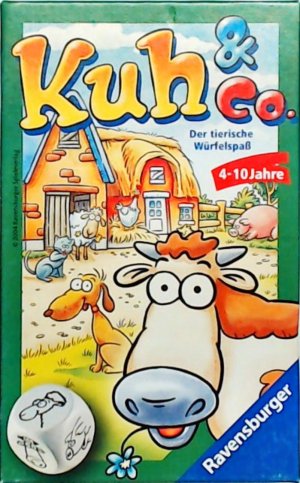 gebrauchtes Spiel – Birkinshaw, Amanda und Joachim Krause – Ravensburger 23160 - Kuh und co, Mitbringspiel für 2-6 Spieler, Kinderspiel ab 4 Jahren, Reisespiel für unterwegs Der tierische Würfelspaß