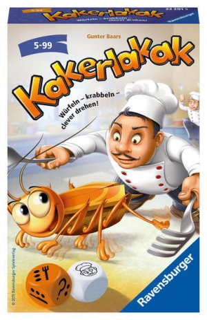 gebrauchtes Spiel – Gunter Baars – Ravensburger 23391 - Kakerlakak, Mitbringspiel für 2-4 Spieler, Kinderspiel ab 5 Jahren, kompaktes Format, Reisespiel, Brettspiel Würfeln – krabbeln – clever drehen!