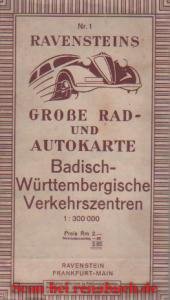 gebrauchtes Buch – Ravensteins Große Rad- und Autokarte Nr. 1: Badisch-Württembergische Verkehrszentren