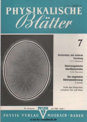 antiquarisches Buch – Physikalische Blätter, Ausgabe 7/1968 antiquarisches Buch – Physikalische Blätter, Ausgabe 7/1968