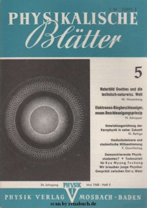 antiquarisches Buch – Physikalische Blätter, Ausgabe 5/1968 antiquarisches Buch – Physikalische Blätter, Ausgabe 5/1968