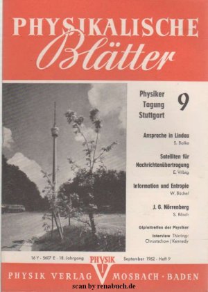 antiquarisches Buch – Physikalische Blätter, Ausgabe 9/1962 antiquarisches Buch – Physikalische Blätter, Ausgabe 9/1962