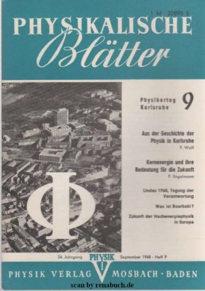 antiquarisches Buch – Physikalische Blätter, Ausgabe 9/1968 antiquarisches Buch – Physikalische Blätter, Ausgabe 9/1968