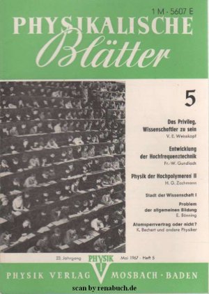 antiquarisches Buch – Physikalische Blätter, Ausgabe 5/1967