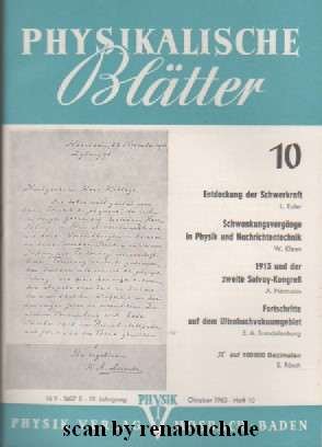 antiquarisches Buch – Physikalische Blätter, Ausgabe 10/1963