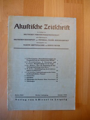 antiquarisches Buch – Grützmacher, Martin; Meyer, Erwin  – Akustische Zeitschrift Januar 1938