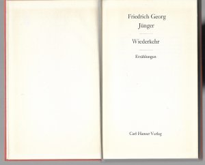 antiquarisches Buch – Jünger, Friedrich Georg – Wiederkehr