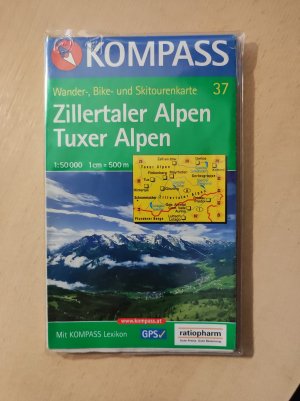 Kompass Wanderkarte Zillertaler Alpen Tuxer Alpen