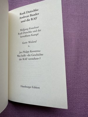 gebrauchtes Buch – Reemtsma, Jan Philipp – Rudi Dutschke Andreas Baader und die RAF