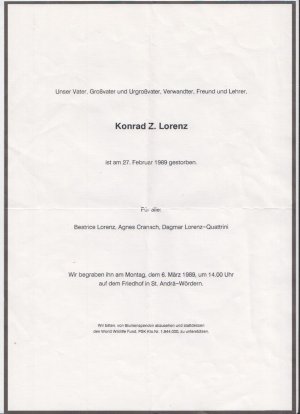 Maschinschriftl. Kondolenzschreiben an Andrea. Mit eigenhänd. Signatur.