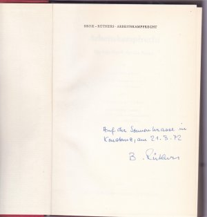 Arbeitskampfrecht. Ein Handbuch fur die Praxis,mit Widmung des Autors auf Vortitel