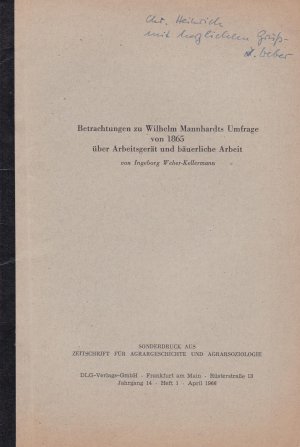 Betrachtungen zu Wilhelm Mannhardts Umfrage von 1865 über Arbeitsgerät und bäuerliche Arbeit