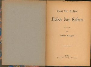 Ueber das Leben;Deutsch von Adele Berger