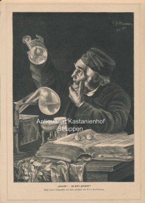 gebrauchtes Buch – Otto Goldmann – Heureka! - Ich hab's gefunden!" - Holzstich,unten mittig: Nach einem Ölgemälde auf Holz gezeichnet von Otto Goldmann.,""